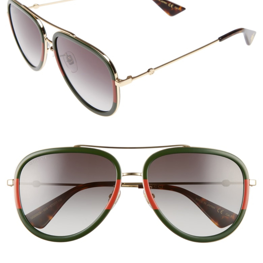 Gucci 57mm Avaitor Sunglasses